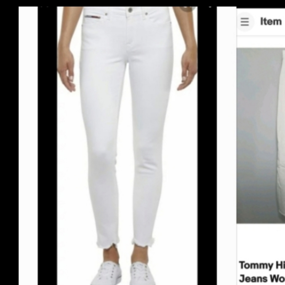Tommy Hilfiger white skinny jeans raw hem